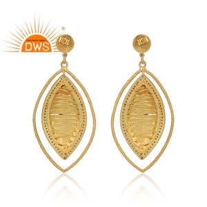 Mejor Venta de plata esterlina chapada en oro Cz natural y Arizona turquesa piedra preciosa colgante pendiente Demi joyería fina para mujer - Product Image 4