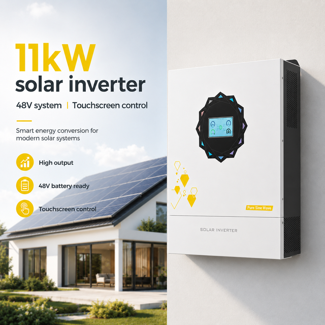 Touch Screen 11kW Hybrid Inverter Dual AC Output 48V MPPT 150A Parallel Connection Solar Energy Storage System for Home Office