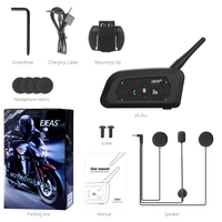 Casque de moto étanche V6pro ABS pour interphone, connexion pour 6 motards, duplex intégral, réception automatique des appels téléphoniques