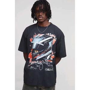 เสื้อยืดสตรีทแวร์ลายกราฟิกแบบกำหนดเอง โลโก้ DTG เสื้อยืดสไตล์ดิสเทรส เสื้อยืดผู้ชายทรงโอเวอร์ไซส์ คอกลม ผ้าฝ้าย 100% - Product Image 1