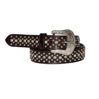 Ceinture cloutée punk avec boucle pyramidale carrée, ceinture en cuir collé avec rivets, ceinture en cuir noir avec rivets à tête ronde, prix de gros