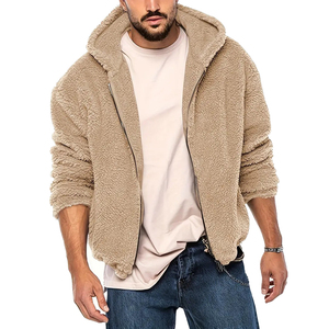 Personalizado de alta calidad Sherpa Sudadera con capucha al aire libre de los hombres de lana de peso pesado de gran tamaño Sherpa Forrado Sudadera con capucha Warm Zip Up fur Men's Hoodie - Product Image 4