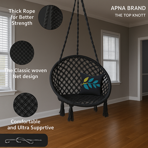 Columpio de diseño moderno para el hogar Top Knott para adultos y niños para dormitorio, sala de estar, balcón y uso al aire libre con capacidad de hasta 120 kg - Product Image 1