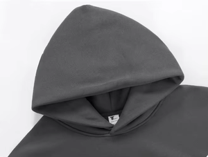 Sudadera con capucha para hombre de felpa 100% algodón personalizada, con bordado de parches desgastados, impresión DTG, pedrería de colores, efecto descolorido por el sol y dobladillo sin rematar cosido. - Product Image 4