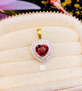 Double Red <b>Heart</b> Moissanite Charm Pendant <b>Necklace</b> Luster Cubic <b>Heart</b> Dangle Simulated Diamond Sterling <b>Silver</b> Jewelry Party - Product Image 4