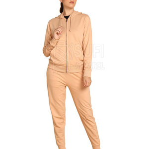 ชุดวอร์มสตรีแบบมีฮู้ด สไตล์สตรีทแวร์ ชุดออกกำลังกายสองชิ้น ลายพิมพ์/สีพื้น ดีไซน์นุ่มสบาย เหมาะสำหรับการออกกำลังกาย - Product Image 1