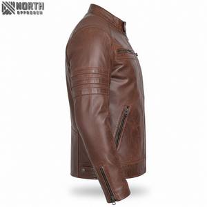 Blouson aviateur d'hiver en cuir camouflage pour homme avec fermeture à glissière Logo avant Style moto et motard - Product Image 2