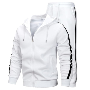 ชุดเสื้อฮู้ดและกางเกงขายาวสำหรับผู้ชาย ไซส์ XL ลายเรียบ ดีไซน์ซิป ป้องกันการหดตัว ล้างสีแบบ Acid Wash พร้อมลายสกรีน - Product Image 6