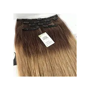 Supplier Sell Clip In Hair Extensions 100% Human Hair Ombre Color Double Drawn Human Hair Extensions