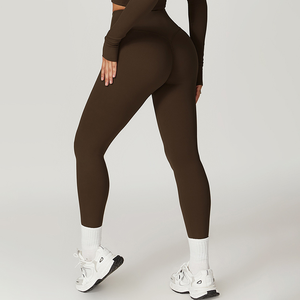 Fashion Women High Waist Drawstring Solid Scrunch Butt Yoga <b>Leggings</b> with Custom Logo Quick Dry Spandex/<b>Nylon</b> Pants - Product Image 4