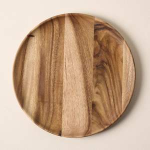 Light mango wood charger plates set of four round wooden dinner underplates natural rustic <b>table</b> chargers for weddings catering - Product Image 5