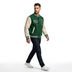 Custom Wool <b>Varsity</b> <b>Jacket</b> with Genuine Cow Leather Sleeves Premium Embroidered College Letterman Coat - Product Image 2