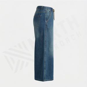 กางเกงยีนส์เดนิมลำลองคุณภาพสูงสั่งทำพิเศษ สไตล์สตรีทแวร์สำหรับฤดูหนาว กางเกงยีนส์ติดกระดุมสำหรับผู้หญิง สีตามสั่ง ระบายอากาศได้ดี - Product Image 2