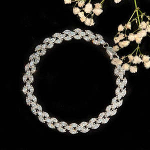 NOVAMART Fine Hallmark <b>Silver</b> Diamond <b>Bracelet</b> with Lvy Elegant and Luxurious <b>Bangle</b> Wholesale Export - Product Image 1