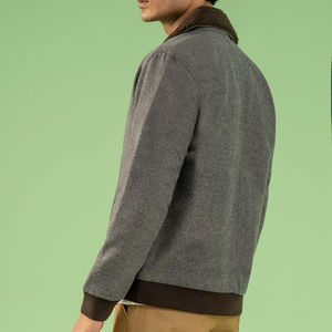 Chaqueta Vaquera Personalizable de Fabricante Directo con Cierre, Cuello de Piel de Lana, Manga Larga, Estilo Urbano de Invierno, Ropa para la Nieve, Alta Calidad ODM, Gris - Product Image 4