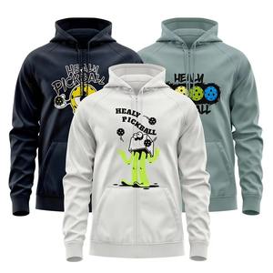 Custom Logo Mens Performance Sports Pickleball Wear Graphic Hoodies Embroidery LOGO <b>Zip</b> <b>up</b> Hoody Unisex - Product Image 1