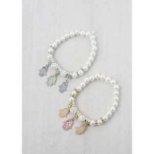 A3shop Bracciale con Mano di Hamsa e Perla, Gioiello Elegante per Uomini e Donne - Product Image 4