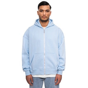 High Quality Men basics oversized zipper hoodie relaxed beach casual style soft fleece cotton fabric full <b>zip</b> <b>hooded</b> loose fit - Product Image 1