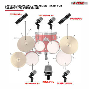 5Core Drum Mic Kit 7 Pcs Kick BassTom Snare Dynamic <b>Microphone</b> Instrument Mics Set Black - Product Image 2