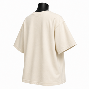 Camiseta de algodón holgada color crema para mujer, manga corta, cuello redondo, estampada, informal, para verano - Product Image 5