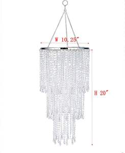 Lustre à suspension moderne en perles chromées, abat-jour suspendu en perles à 3 niveaux, abat-jour en perles de lustre de plafond avec A - Product Image 5