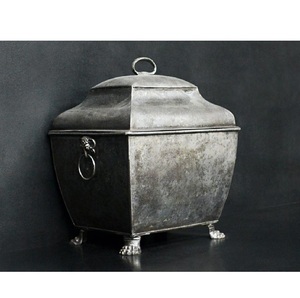 Cubo de almacenamiento de carbón para chimenea de diseño antiguo, cubo de basura con diseño de acabado mate plateado, cubo de basura con mango - Product Image 1