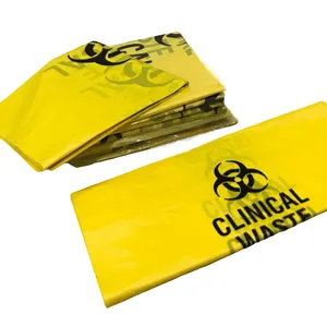 Precio al por mayor amarillo rojo PE plástico infeccioso desechable bolsa de basura de riesgo biológico bolsa de residuos médicos para clínica de hospital