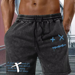 Short de sport de haute qualité pour hommes Logo personnalisé Respirant Coton Polyester Noir Décontracté Tissu en toile à mailles unies Fourniture OEM en gros - Product Image 4