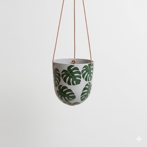 Pot de fleurs suspendu en métal doré au design élégant pour la décoration intérieure et extérieure de la maison et du jardin, porte-plante moderne en fer pour balcon - Product Image 5