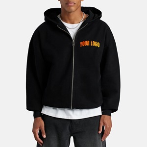 Logo personnalisé coton lourd polaire fermeture éclair à capuche pour homme poids lourd vierge goutte épaule fermeture éclair hommes sweat à capuche - Product Image 1