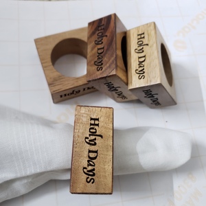 Servilleteros de madera y Cuerno cuadrados con incrustaciones de latón Be-kind, lo mejor para vajilla y decoración de cena, anillo para servilletero - Product Image 3
