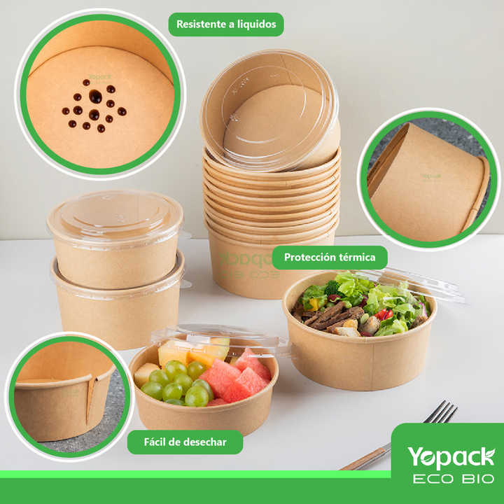 600 Unidades de Ensaladera Ecologica Calibre 140 750 ml Porciones Individuales de Ensalada Envio desde Mexico