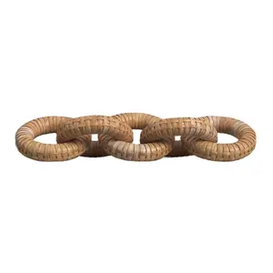 Rttan和木制链环链条装饰雕塑手工圆形环链印度我们的制造公司