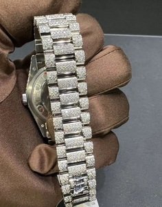 VVS Moissanite Stainless Steel Gold Diamond Luxury Mechanical Watch <b>Men</b> Fully Iced Hip Hop Style <b>Glass</b> Dial Pass Tester Birthday - Product Image 6