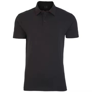 Camiseta Polo para Hombre, 100% Algodón, Manga Corta, Corte Ajustado, Transpirable, Color Negro Sólido, Fabricación al por Mayor - Product Image 1