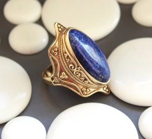 Men's <b>Lapis</b> <b>Lazuli</b> Signet <b>Ring</b> 18K Gold & Silver Fine Jewelry With Gemstones for Gifts - Product Image 1