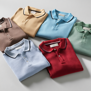 Camisa Polo de Manga Corta para Hombre, Elegante, de Algodón, Antiarrugas, Transpirable, con Ribete en Contraste y Decoración de Botones para Verano - Product Image 5