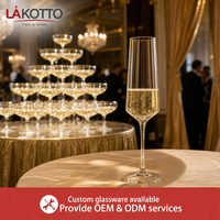Verre à champagne haut en cristal côtelé LAKOTTO 450 ml pour service hôtelier et bar, verrerie, fabricant de logos OEM