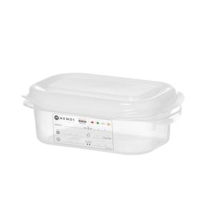 GN 1/9 0.6L Transparent Polypropylene <b>Food</b> <b>Storage</b> <b>Container</b> 176x108x(H)65mm Rectangular HENDI 1/9 <b>Container</b> - Product Image 1