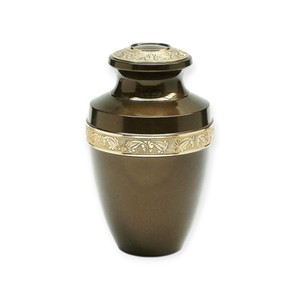 Gold Cross <b>Engraved</b> Keepsake Urn with Ornate Lid and Detailed Borders for Faithful Memorial Tribute - Product Image 4