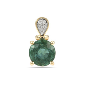Pendentif artisanal en or 9 carats avec émeraude zambienne et zircon blanc 1,29 ct, bijou porte-bonheur religieux - Product Image 1