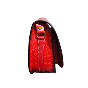 Bolso de Hombro de Cuero Rojo Hecho a Mano con Cierre de Cremallera |   Diseño portátil tipo bandolera, apto para damas, artesanía marroquí auténtica - Product Image 3