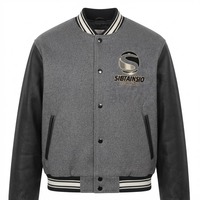 Veste de baseball décontractée en laine grise, style tendance, personnalisable avec logo, marque privée, grandes tailles, pour homme, idéale pour l'école