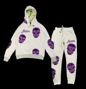 Ensemble de deux pièces de survêtements lourds pour hommes personnalisés par OEM ensembles de pantalons de survêtement avec patch de broderie et de sweat à capuche délavé à l'acide - Product Image 2