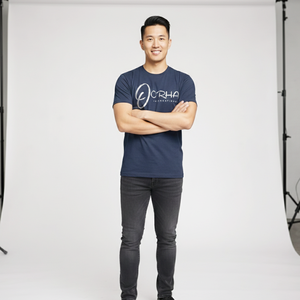 Chemise bleu marine de qualité supérieure pour hommes, col rond, manches courtes côtelées, t-shirt à prix de vente d'usine avec nom de marque personnalisé - Product Image 5