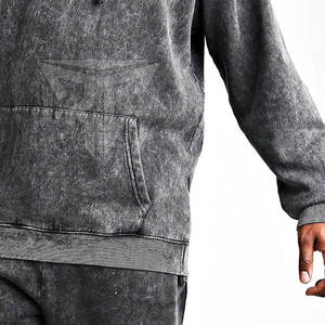 Ensemble de pantalons de survêtement à capuche pour hommes de style streetwear délavé à l'acide de taille adulte personnalisé de grande taille motif uni d'hiver 100% coton respirant - Product Image 6