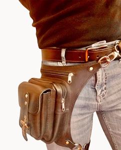 Logo personnalisé LLB-0005 cuir jambe étui Vintage moto motif cuisse sac fermeture éclair taille ceinture modèle multi-fonctionnalité - Product Image 4