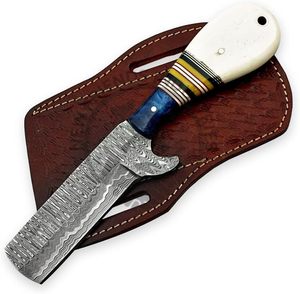 High Quality Damascus Steel Cow Boy Knife Bull <b>Cutter</b> Beautiful Leather Sheath Handmade Customizable OEM/ODM Hot Selling - Product Image 5