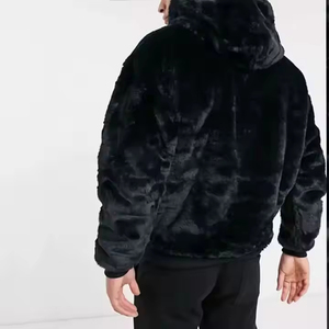 Sweat-shirt unisexe personnalisé en fausse fourrure moelleuse pour homme, sweat-shirt à capuche en velours doux et confortable, sweat-shirt noir pour homme - Product Image 3