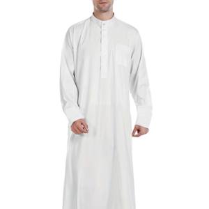 Thobe Largo de Algodón de Alta Calidad para Hombre, Diseño Islámico Saudí, Estilo Urbano, Patrón Sólido, Talla Grande, Transpirable - Product Image 1
